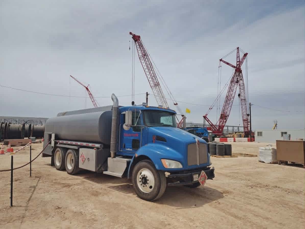 Silverton Oil Company fuel tanker truck on a Texas Panhandle job site